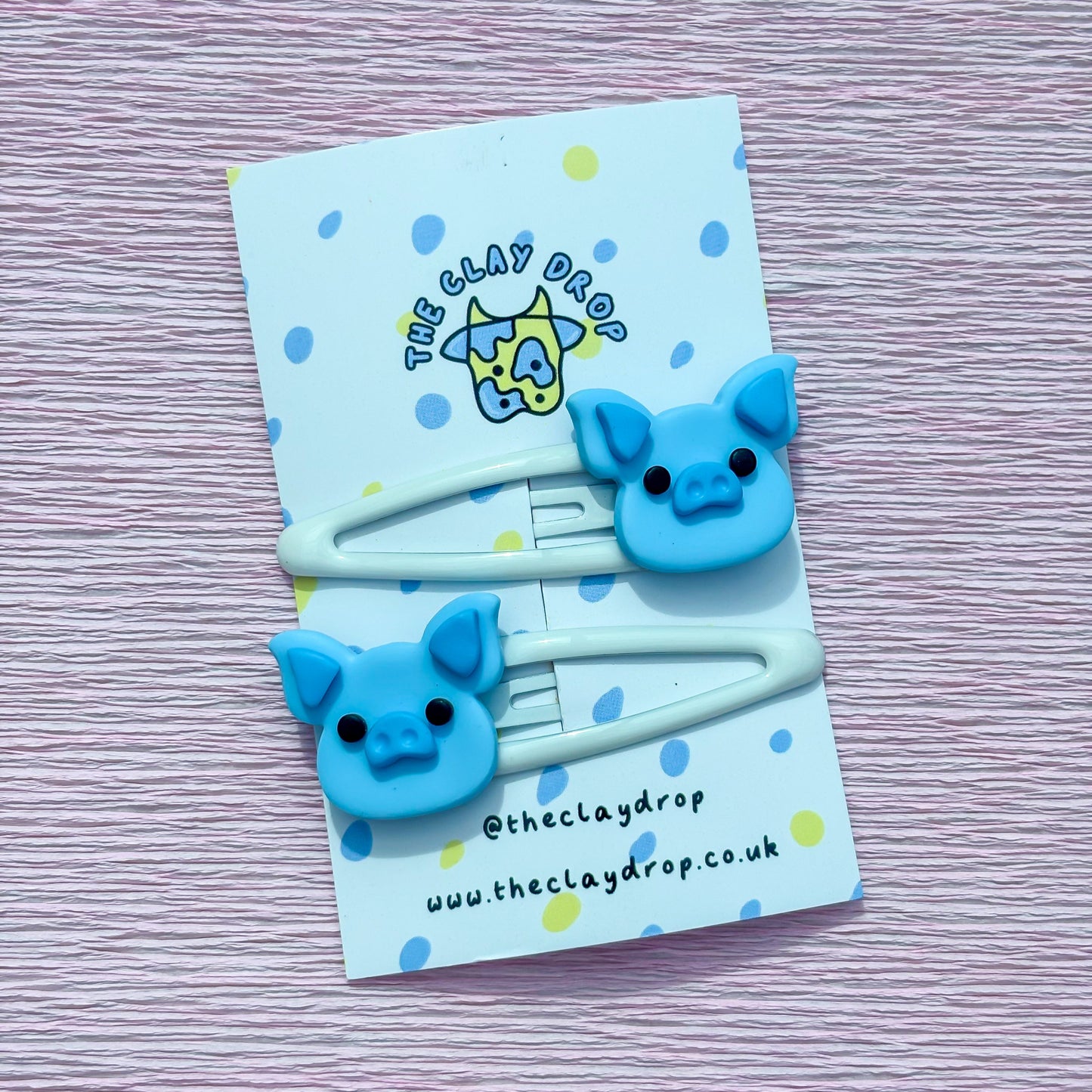 Blue & White Pig Hair Clips