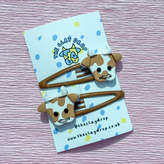 Brown & White Cow Hair Clips