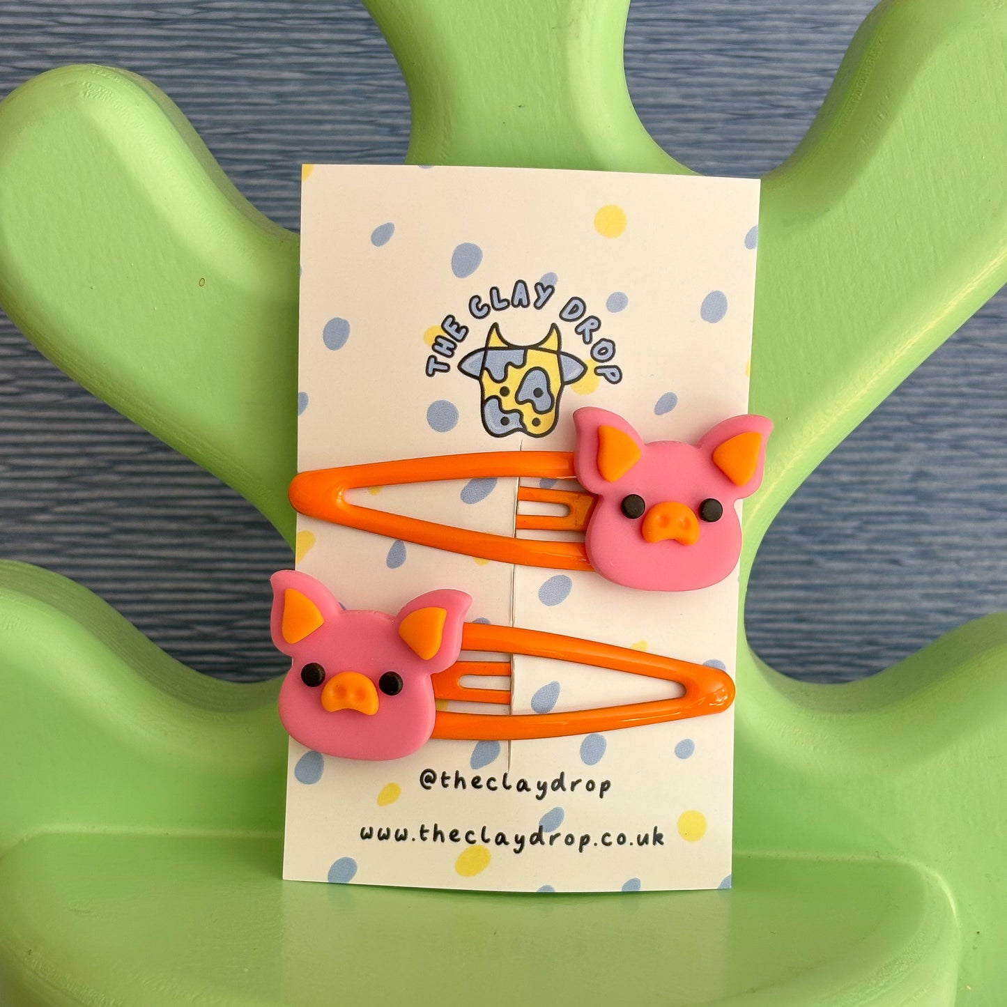 Pink & Orange Pig Hair Clips