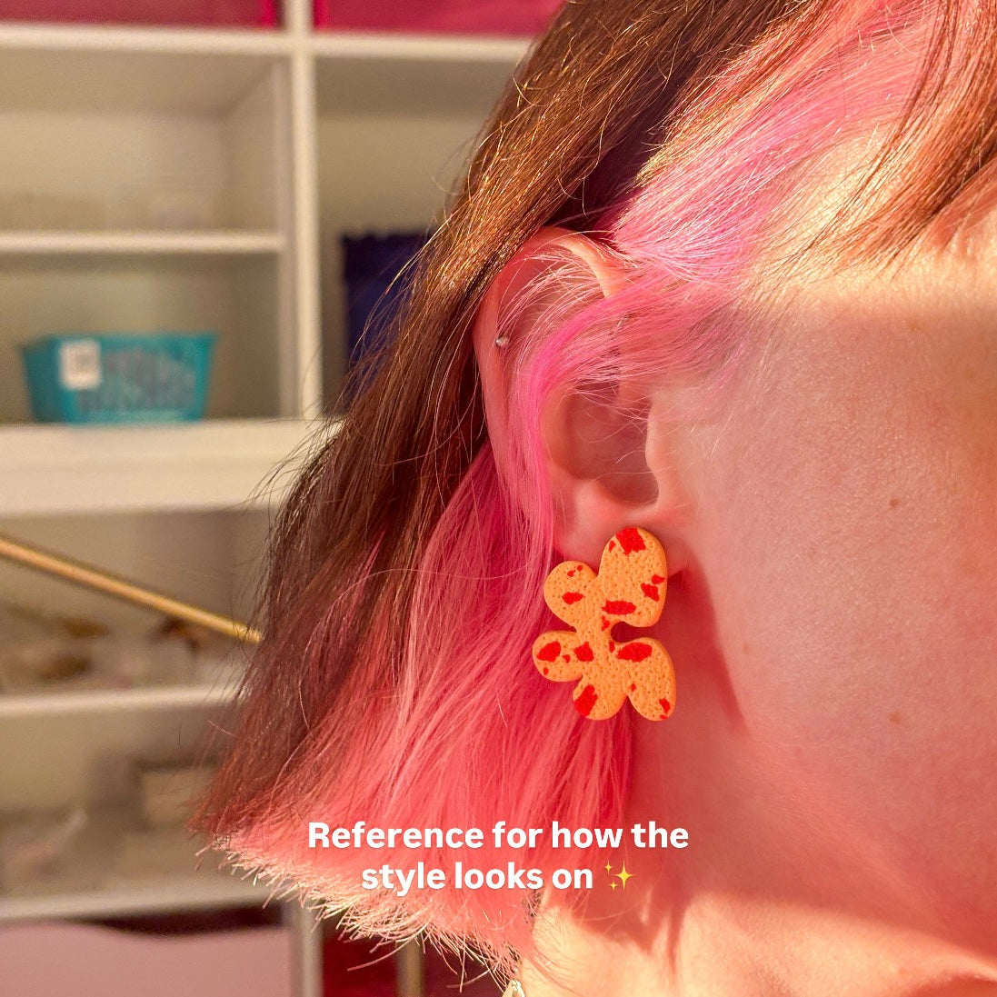 Half Organic Flower Studs - Pink & Ultramarine