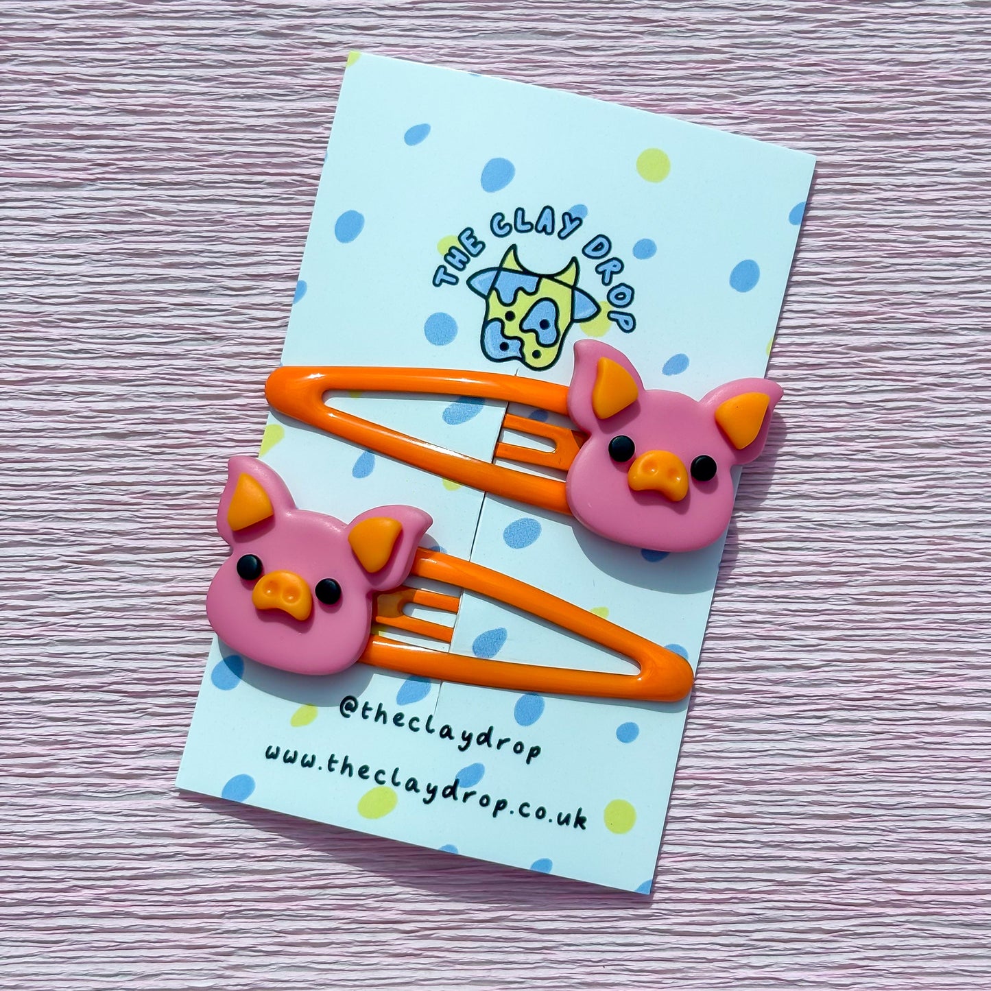 Pink & Orange Pig Hair Clips