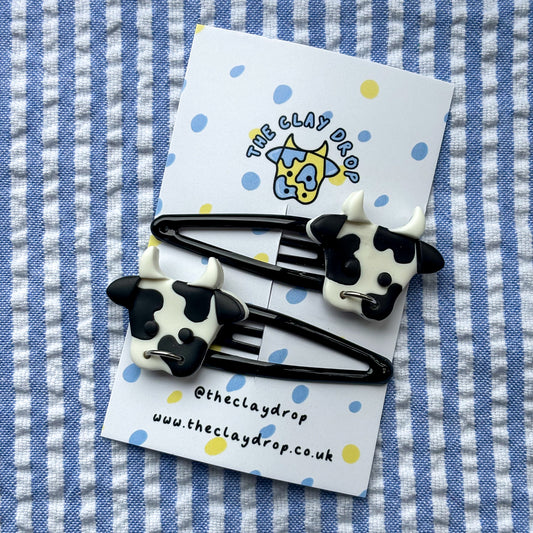 Black & White Cow Hair Clips