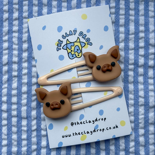 Brown & Beige Pig Hair Clips