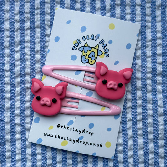 Baby Pink & Raspberry Pig Hair Clips