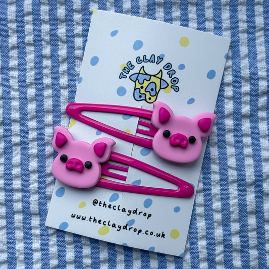 Fuschia Pig Hair Clips