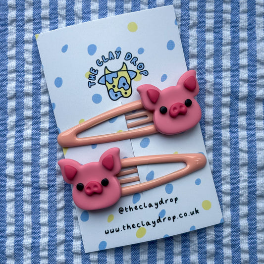 Raspberry & Peach Pig Hair Clips