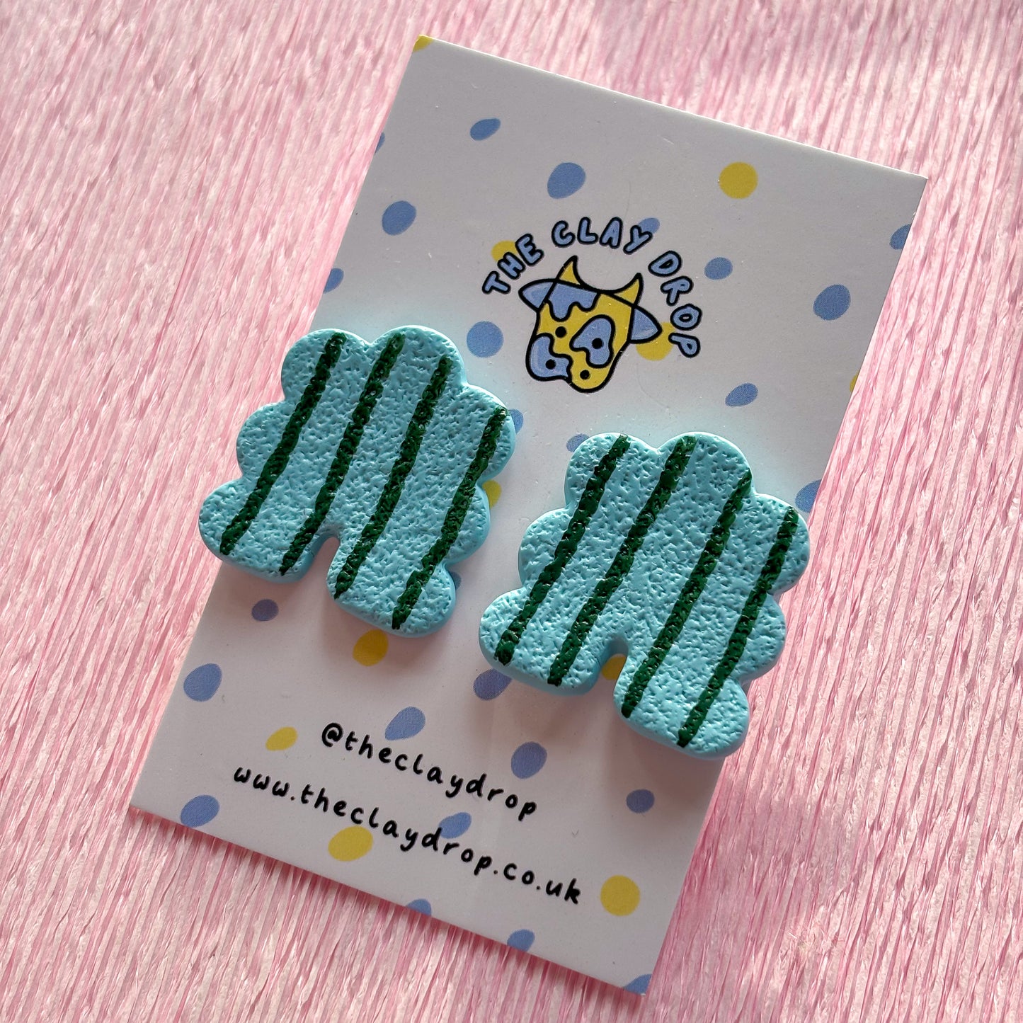 Regular Puffy Arch Studs - Sky Blue & Green