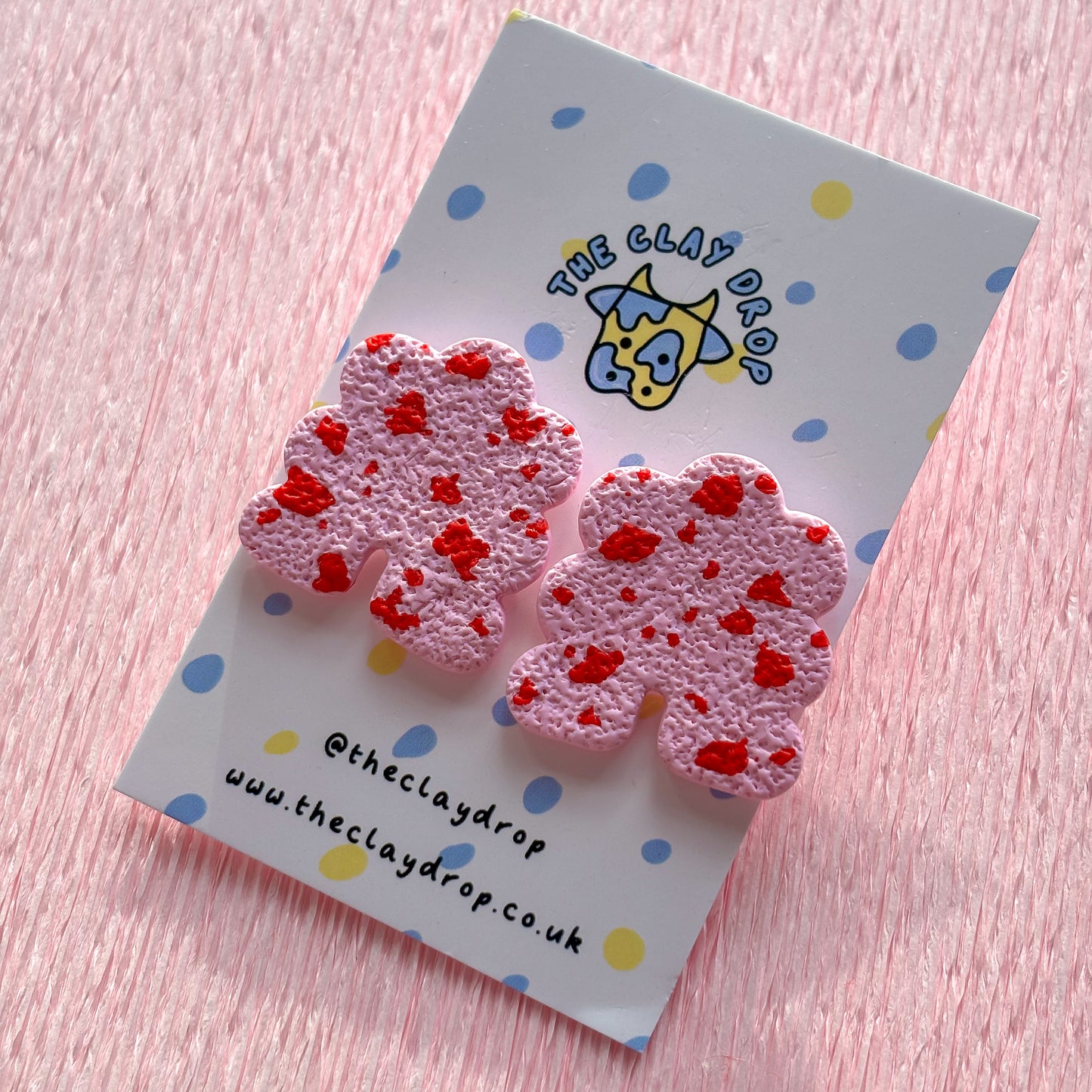 Regular Puffy Arch Studs - Pink & Red