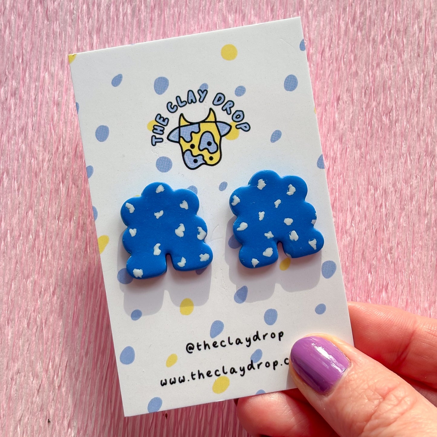 Mini Puffy Arch Studs - Cobalt & White