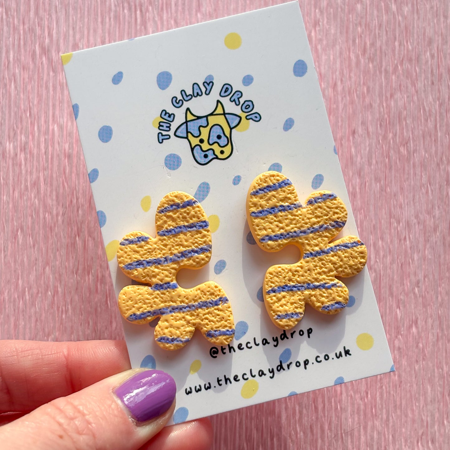 Half Organic Flower Studs - Orange & Lilac