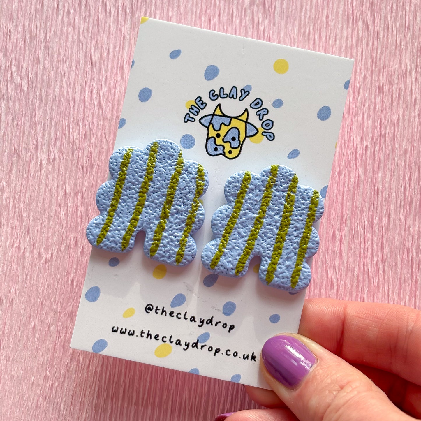 Regular Puffy Arch Studs - Sky Blue & Chartreuse