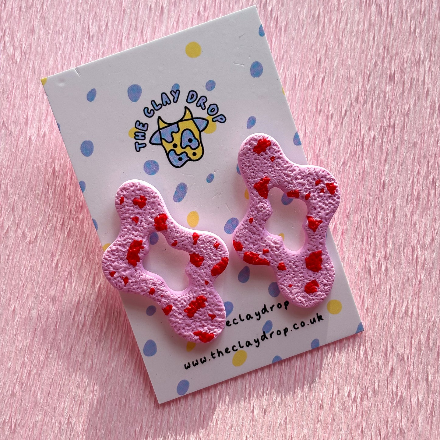 Wiggly Window Studs - Pink & Red