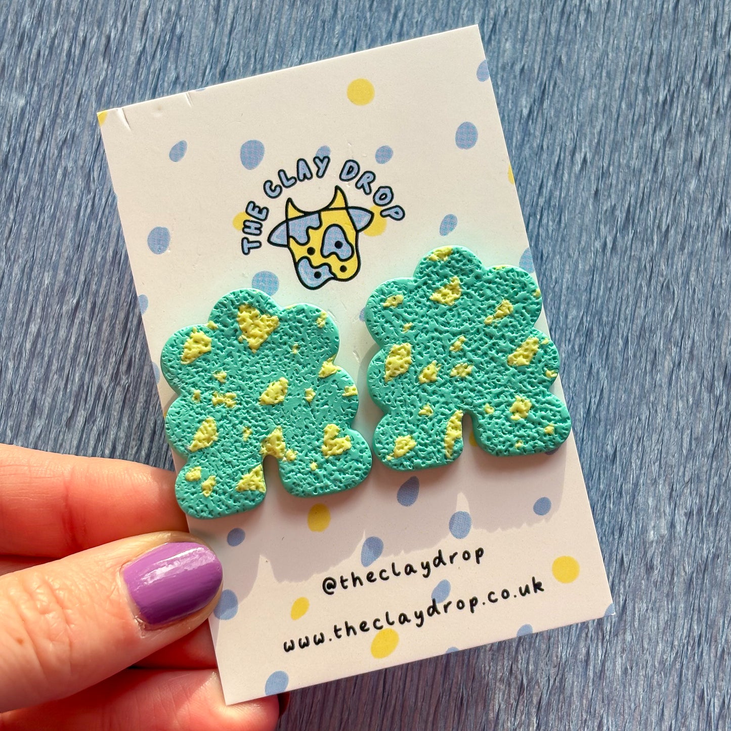 Regular Puffy Arch Studs - Robin Egg Blue & Yellow