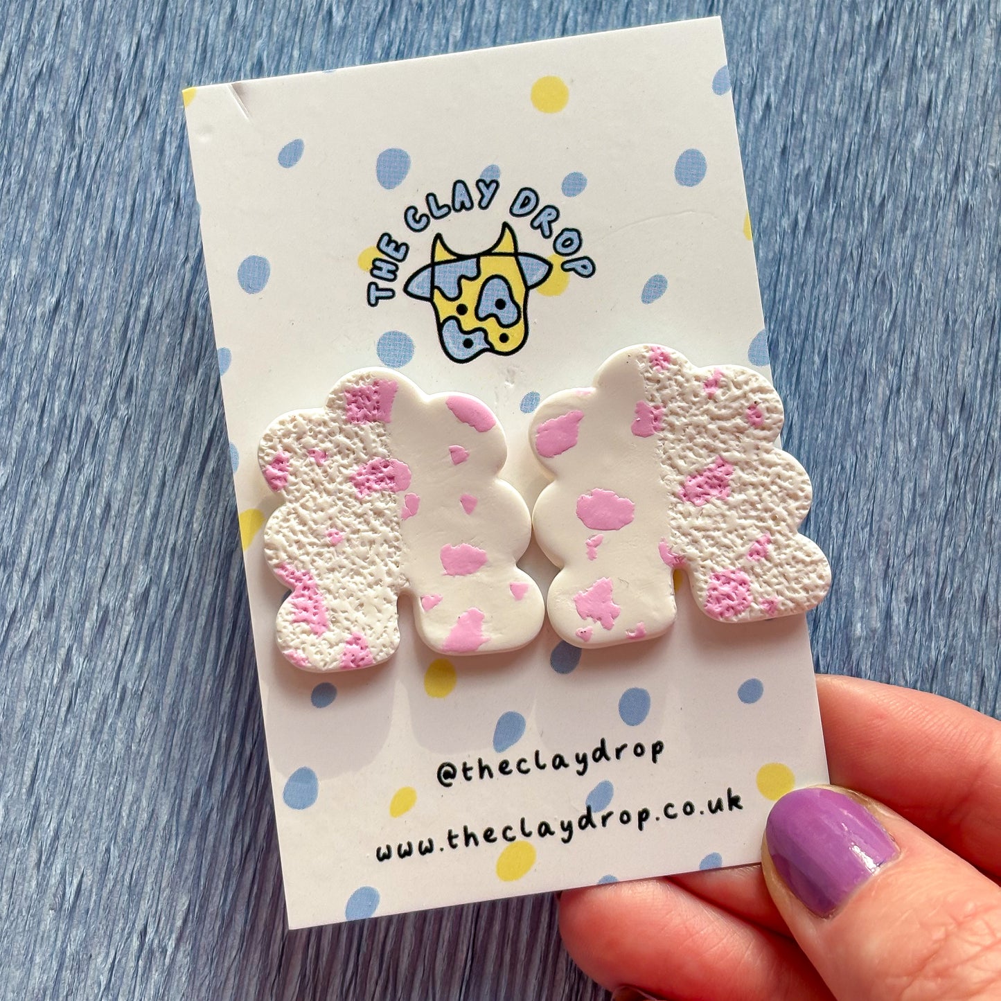 Regular Puffy Arch Studs - White & Pink