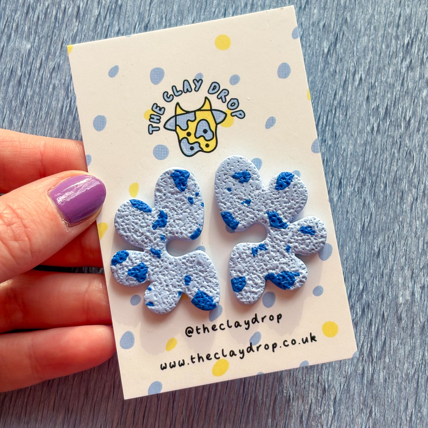 Half Organic Flower Studs - Sky Blue & Cobalt