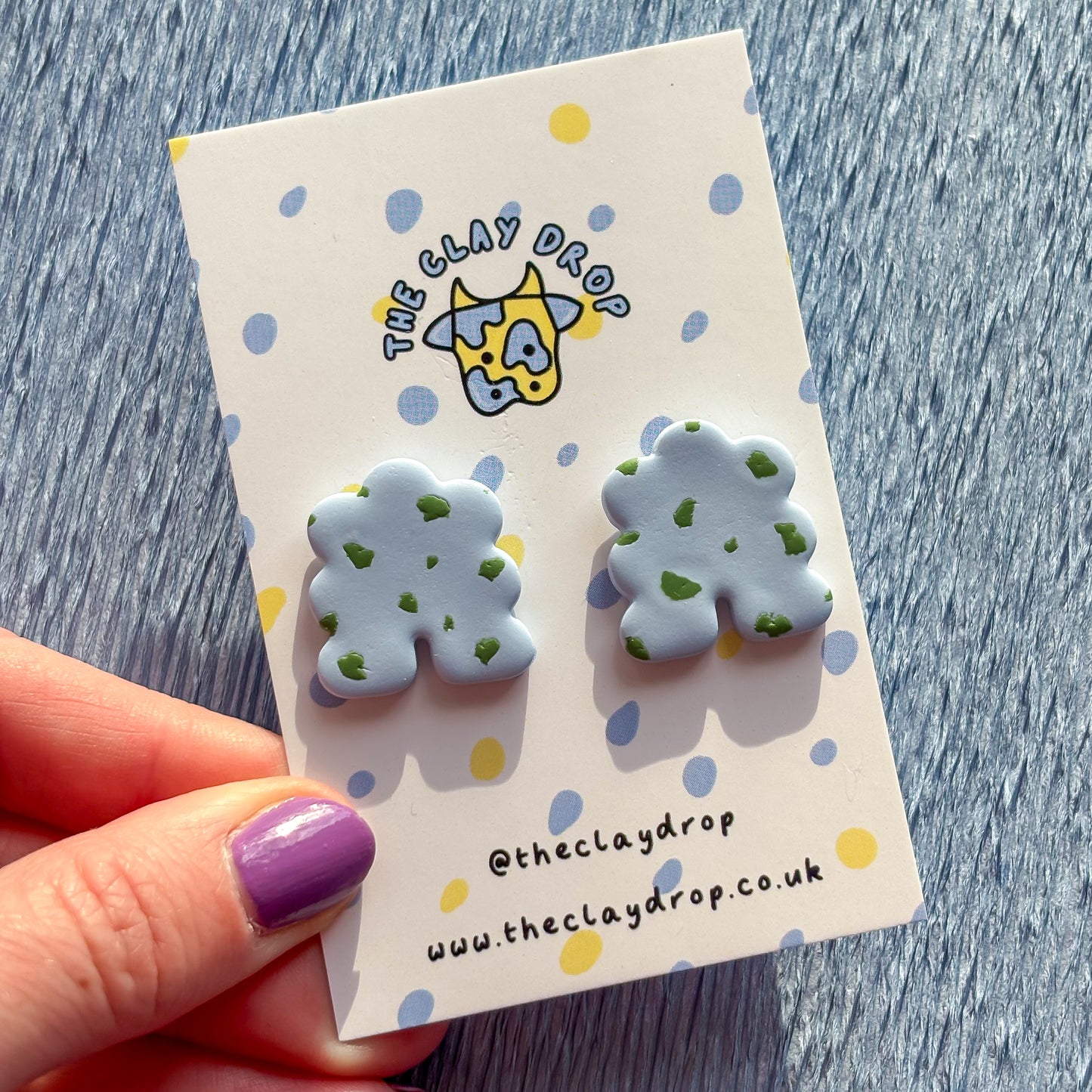Mini Puffy Arch Studs - Powder Blue & Bottle Green
