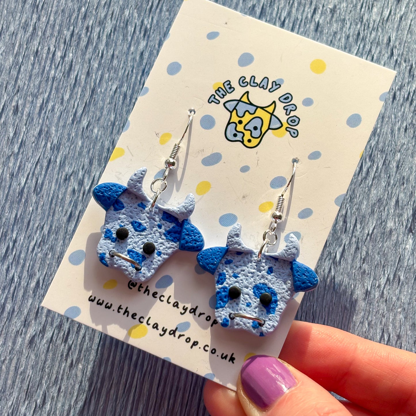 Textured Mini Cows - Denim & Royal Blue