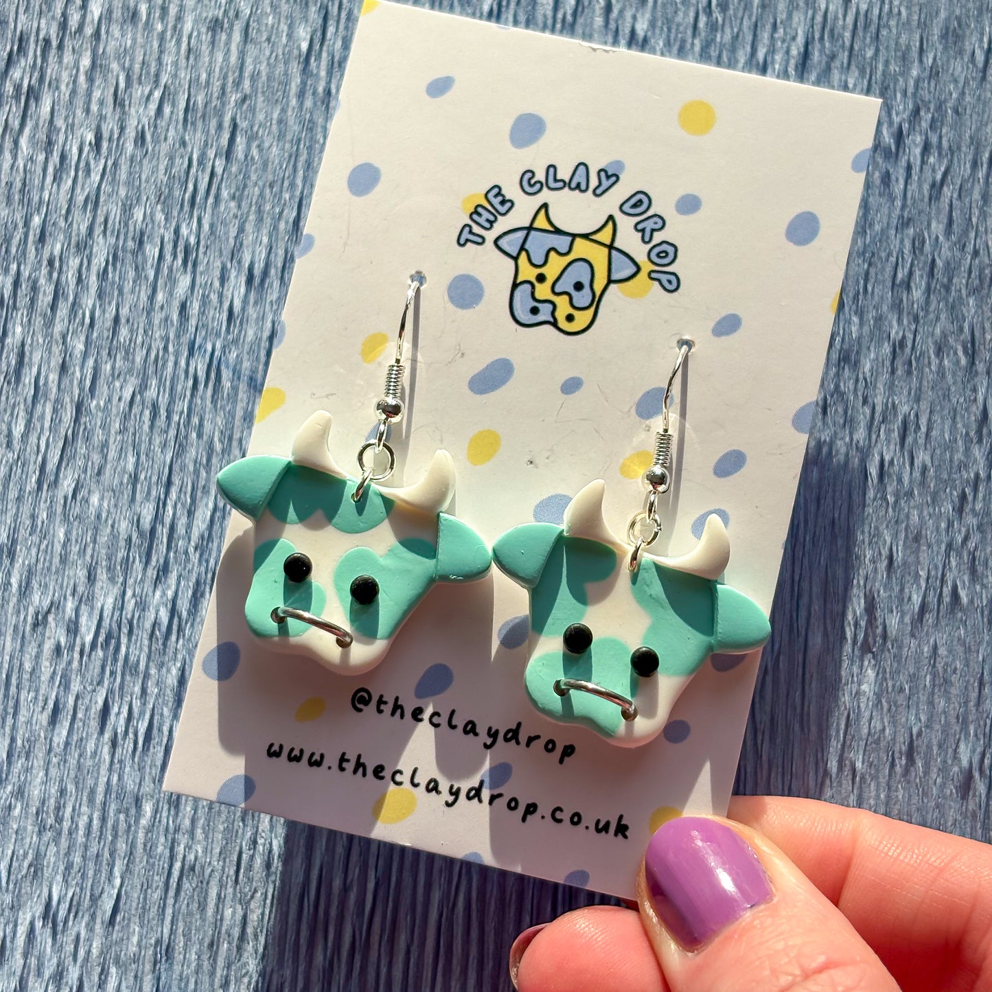 Mini Cows - White & Aqua