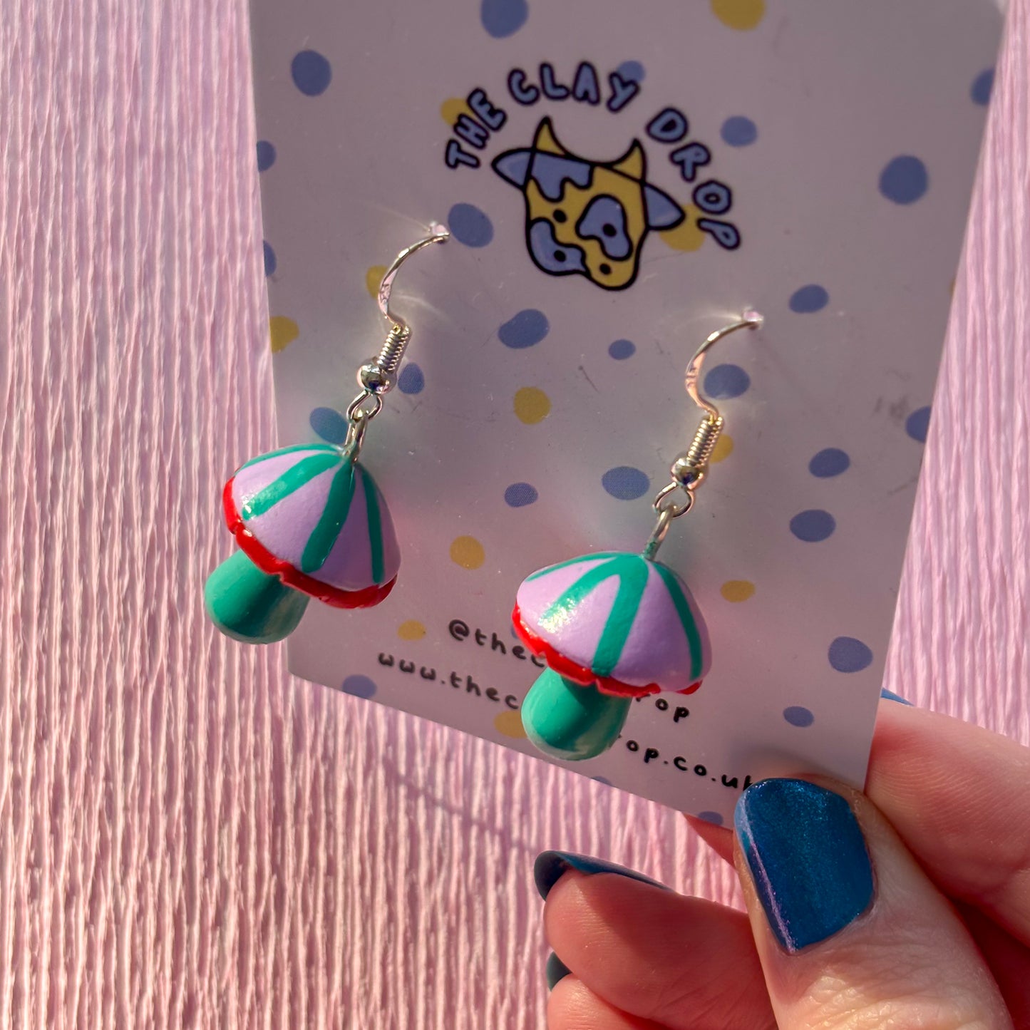 Mushrooms - Turquoise, Lilac & Red