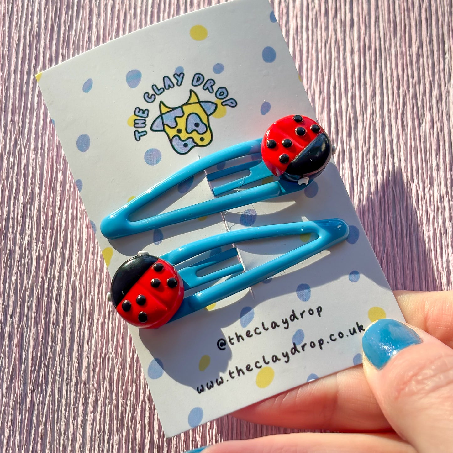 Ladybird Hair Clips - Blue
