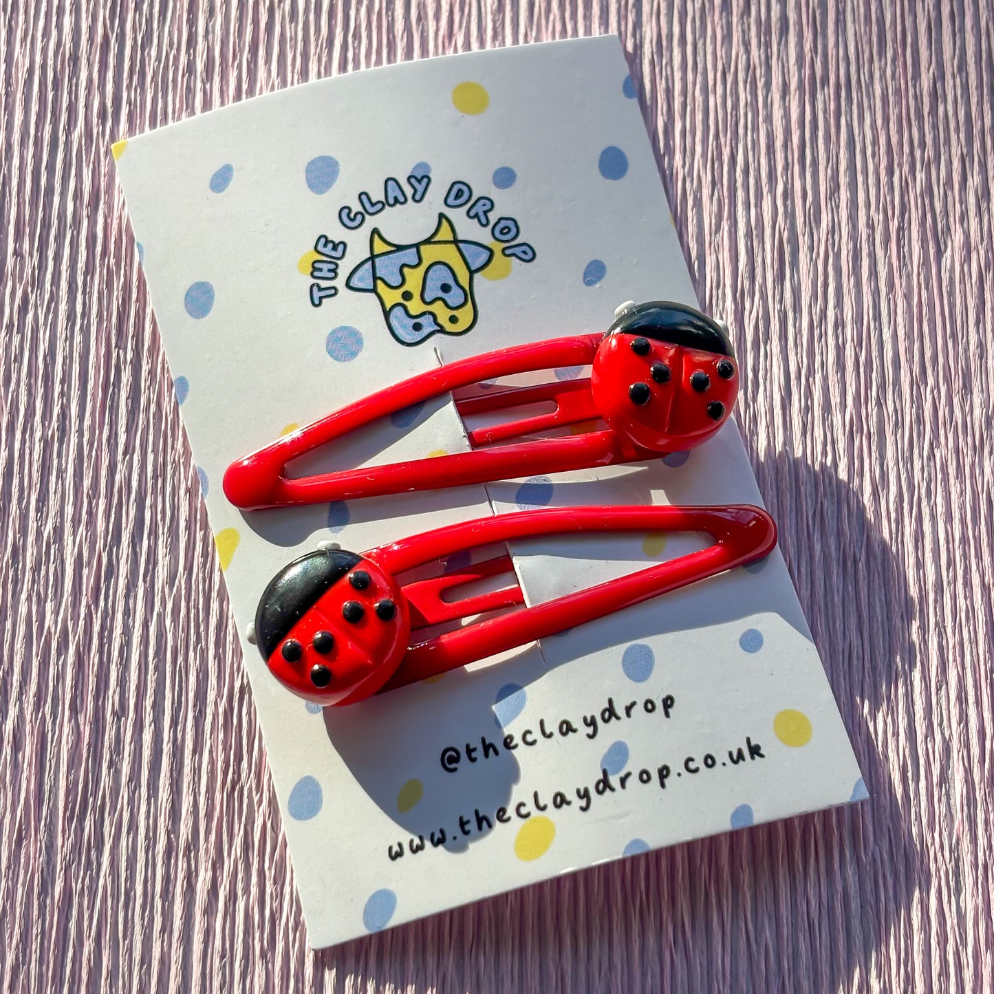 Ladybird Hair Clips - Red