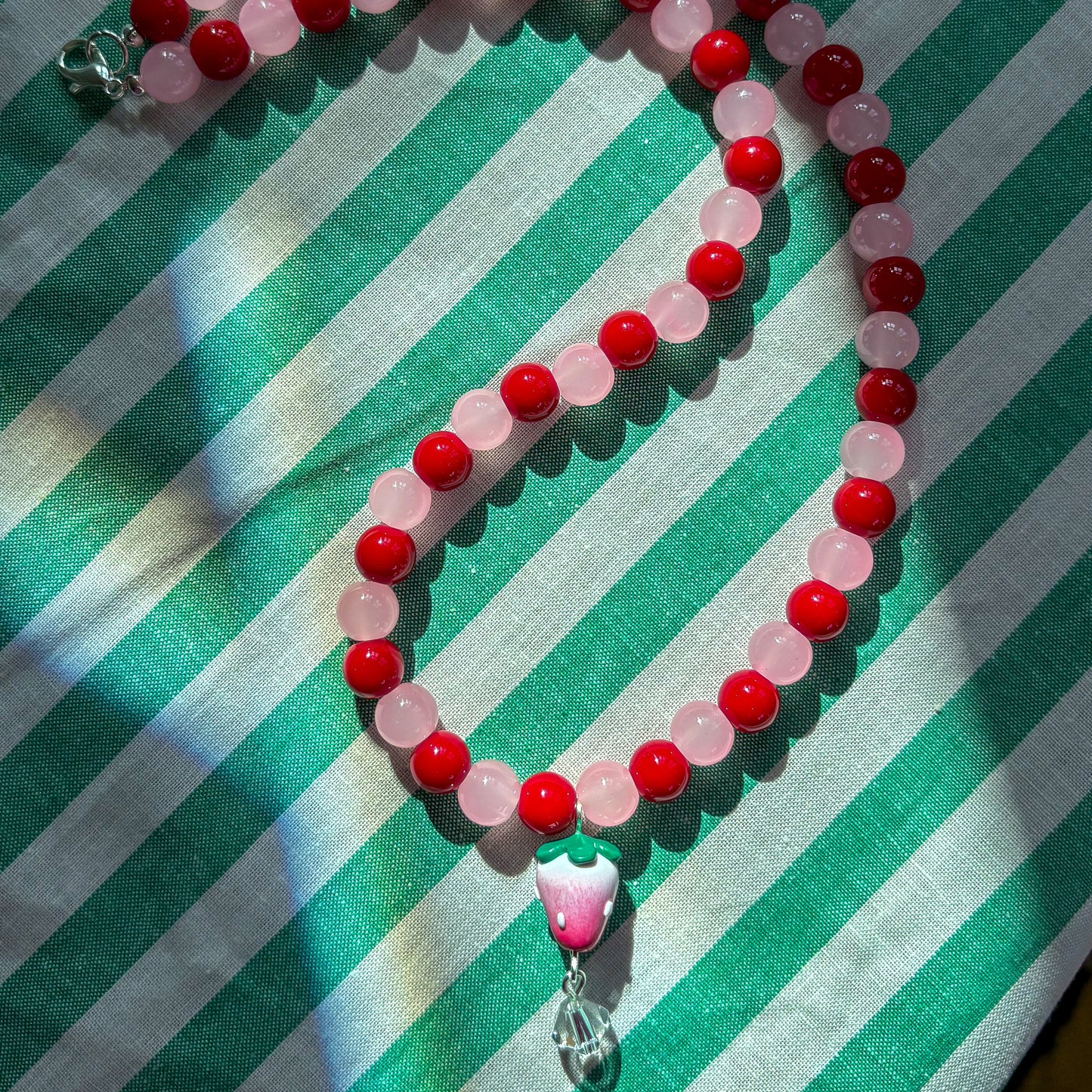 Pink + Red Strawberry Necklace