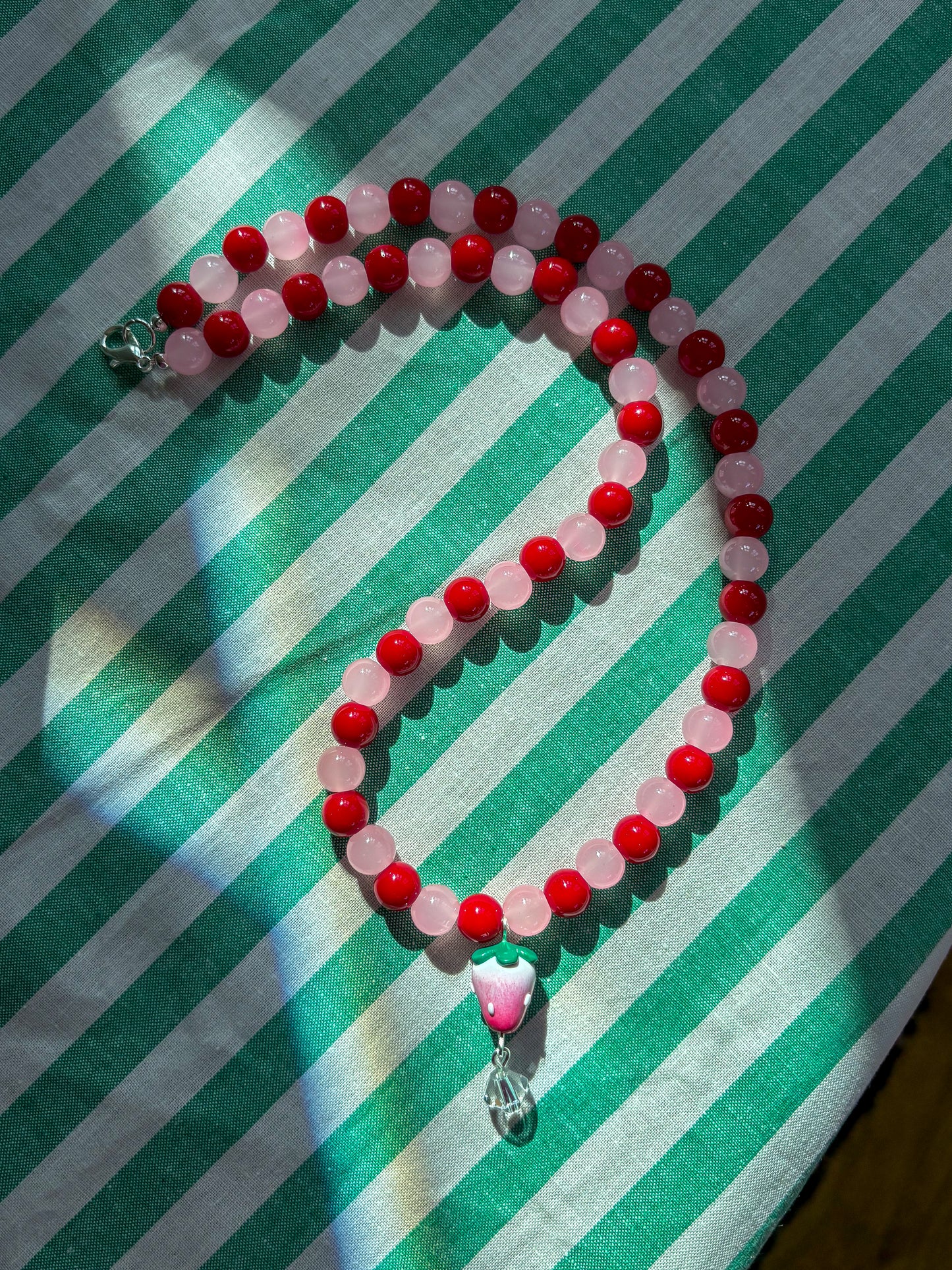Pink + Red Strawberry Necklace