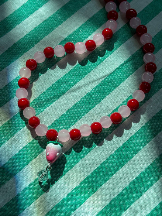 Pink + Red Strawberry Necklace