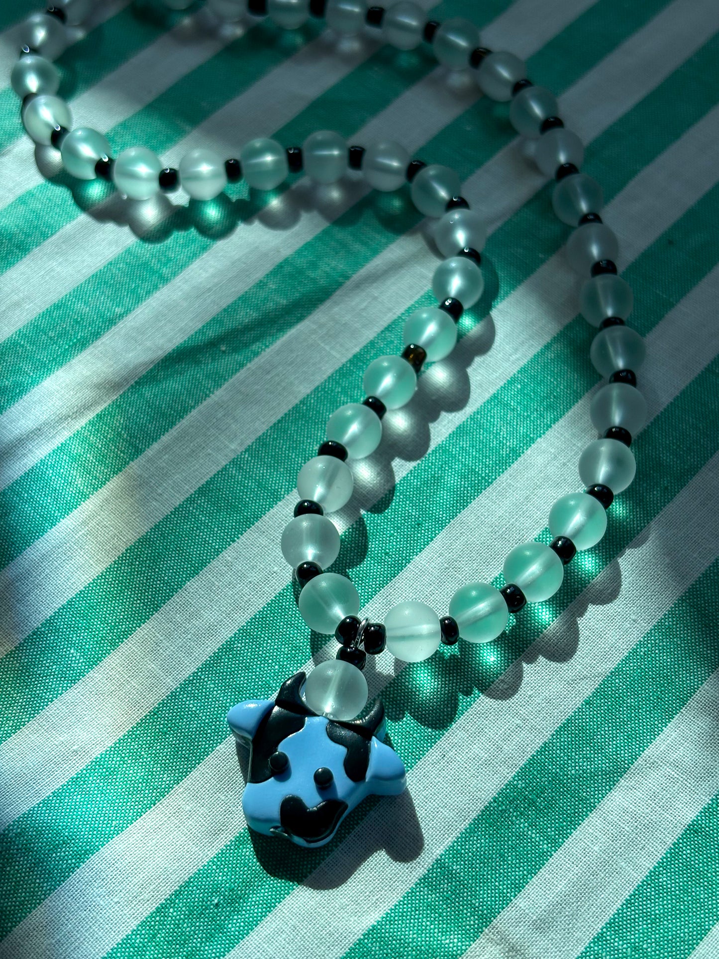 Blue + Black Cow Necklace