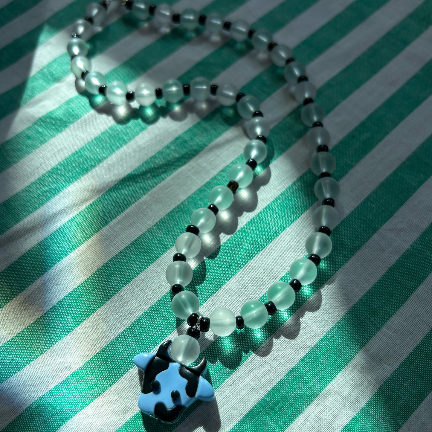 Blue + Black Cow Necklace