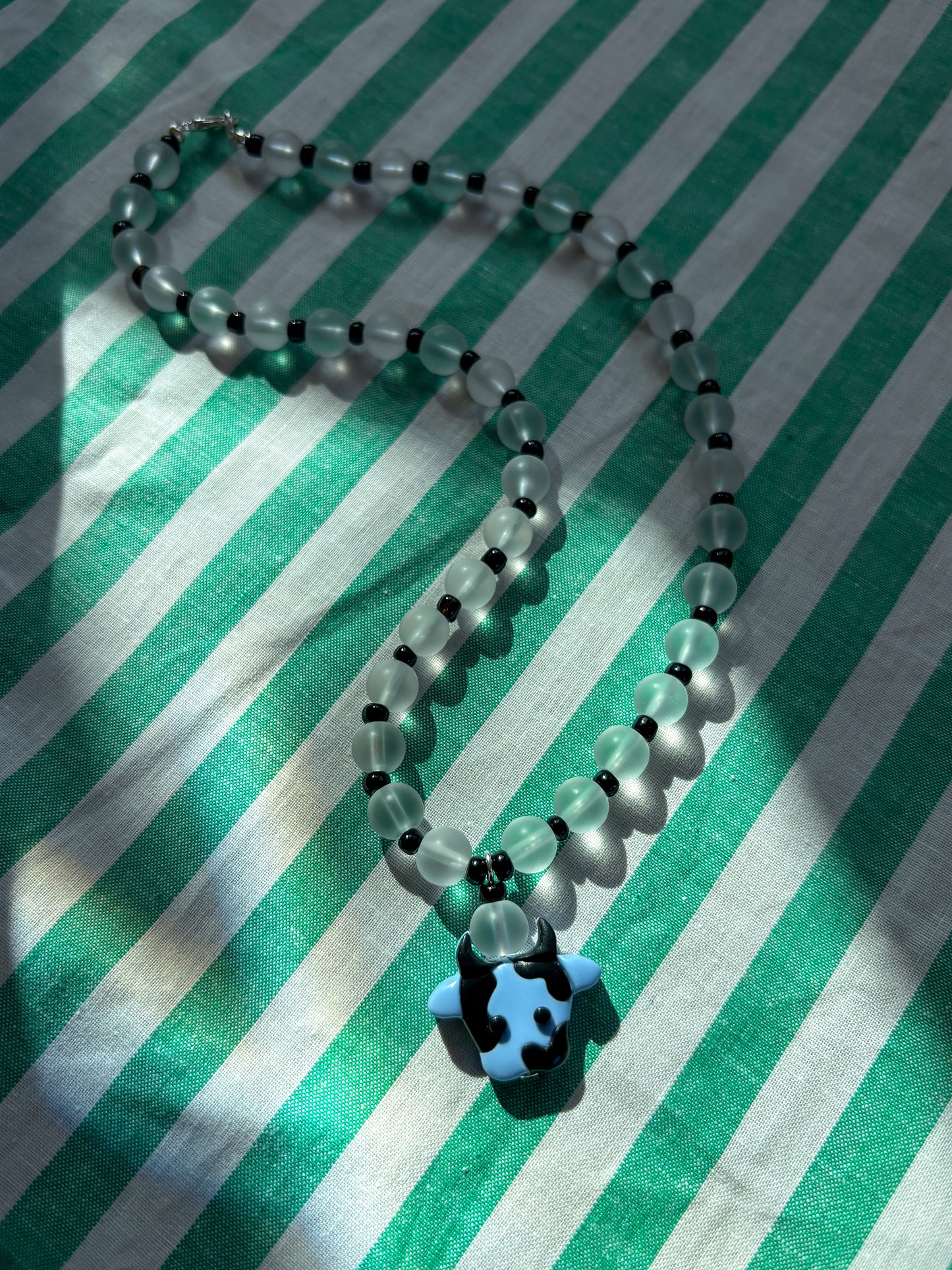Blue + Black Cow Necklace