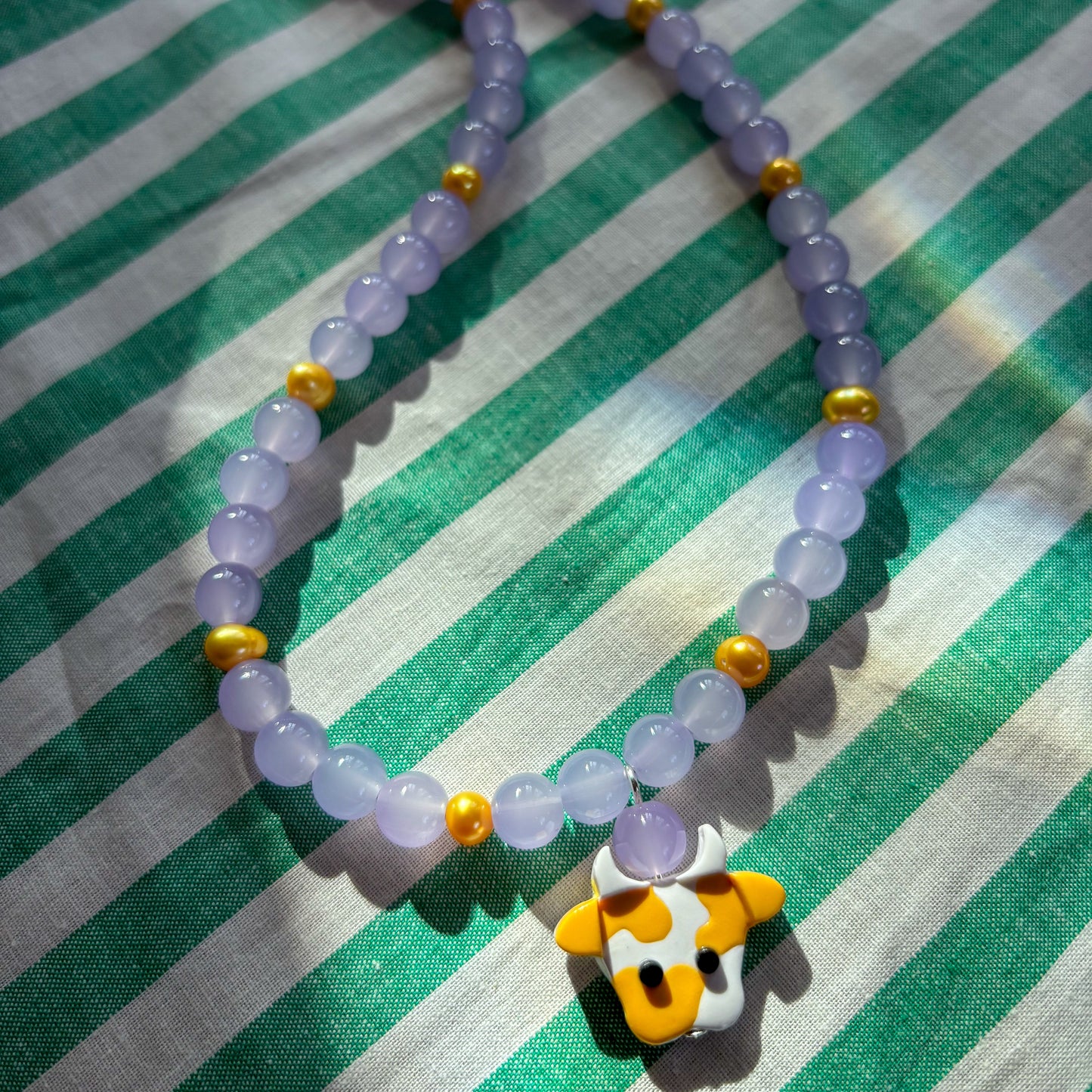 Lilac + Gold Cow Necklace