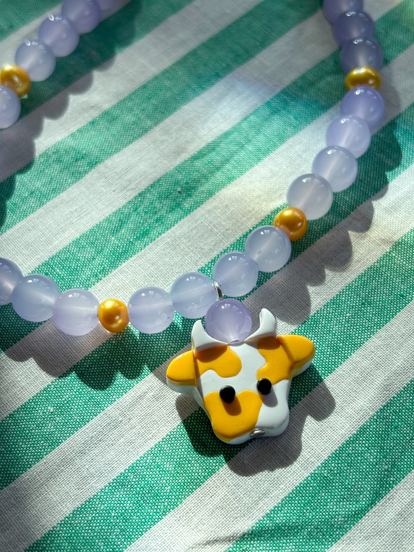 Lilac + Gold Cow Necklace