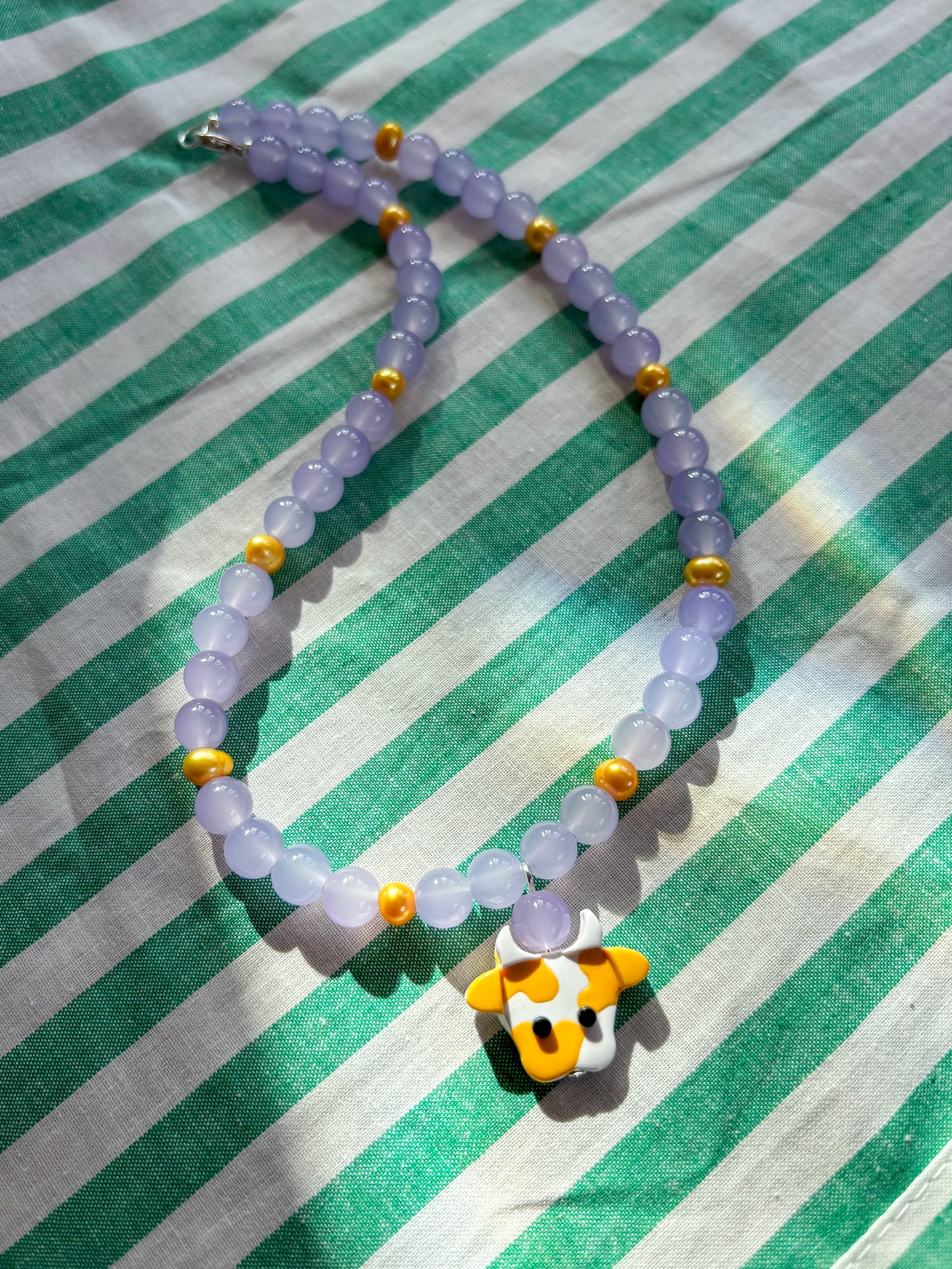 Lilac + Gold Cow Necklace