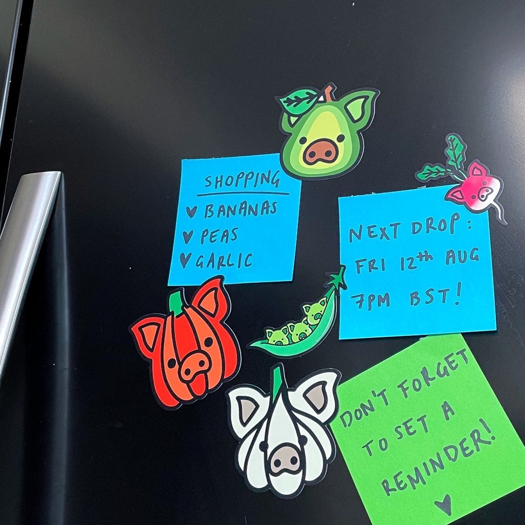 Produce Pigs Fridge Magnets: Pack of 5