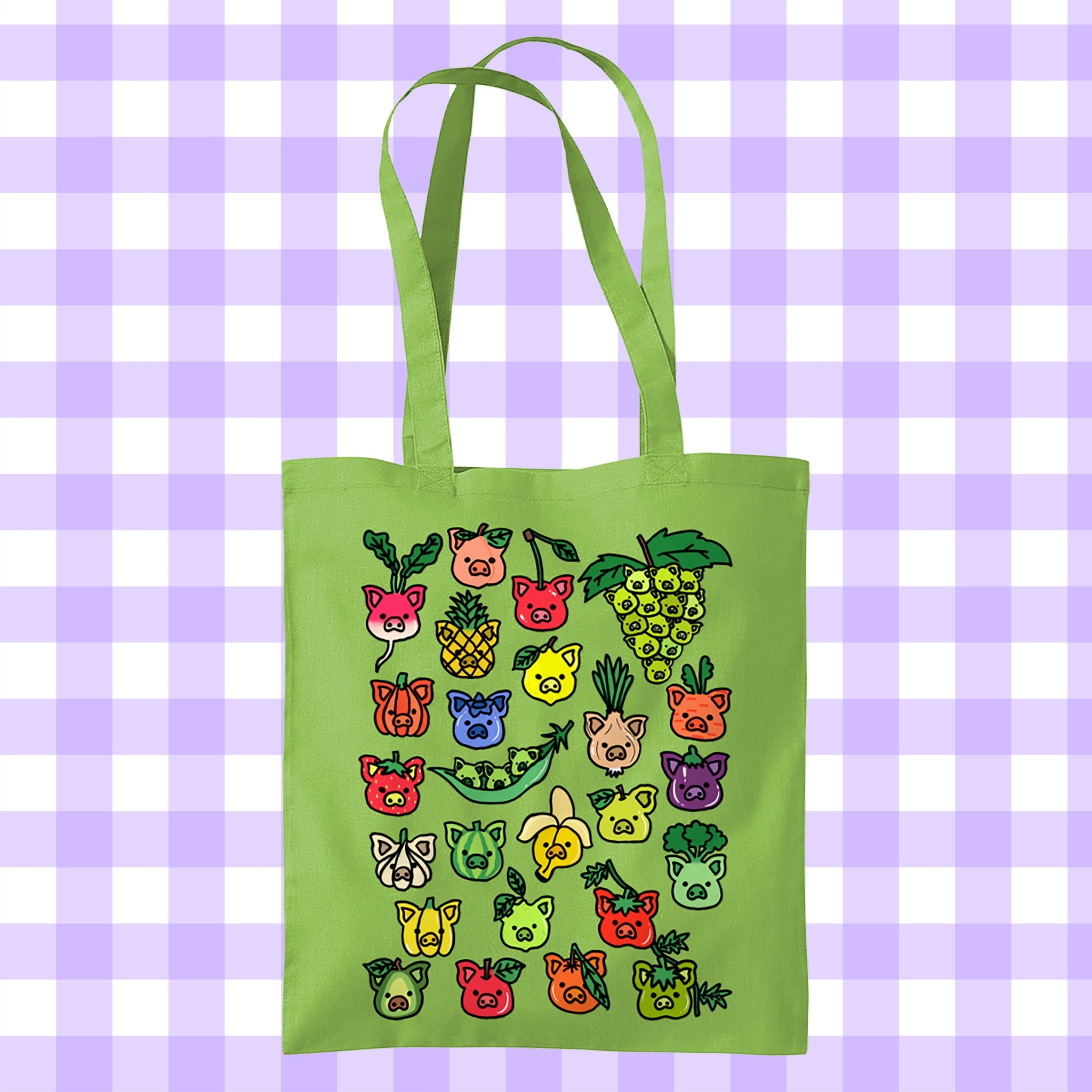 Lime Green Produce Pigs Tote Bag *MADE-TO-ORDER*