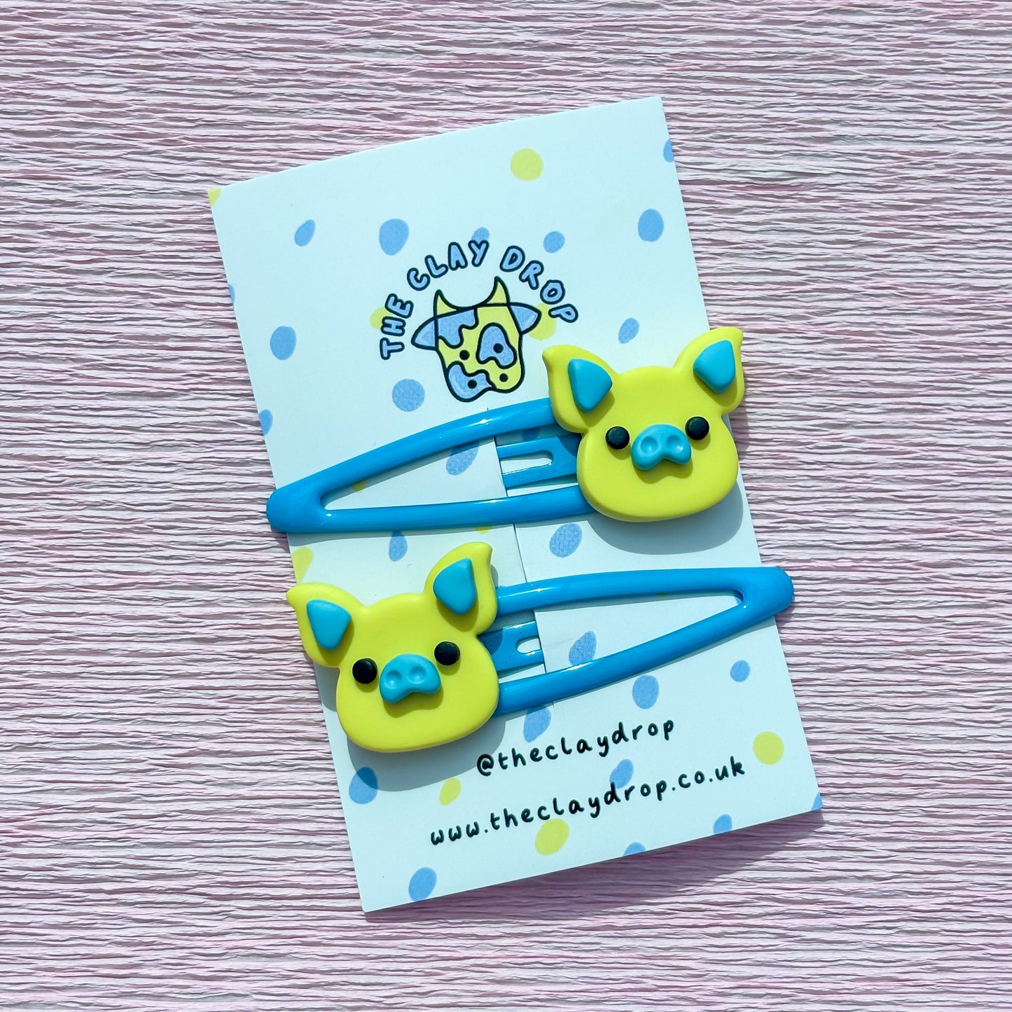 Yellow & Blue Pig Hair Clips