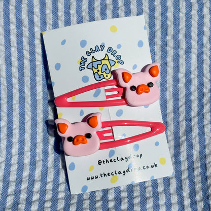 Coral & Orange Pig Hair Clips