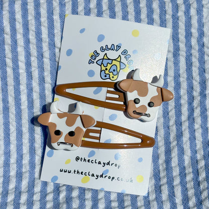 Brown & White Cow Hair Clips