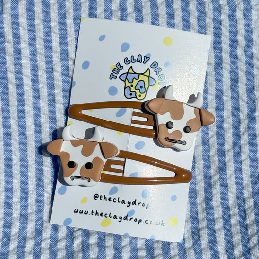 Brown & White Cow Hair Clips