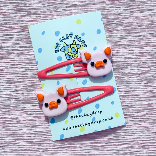 Coral & Orange Pig Hair Clips