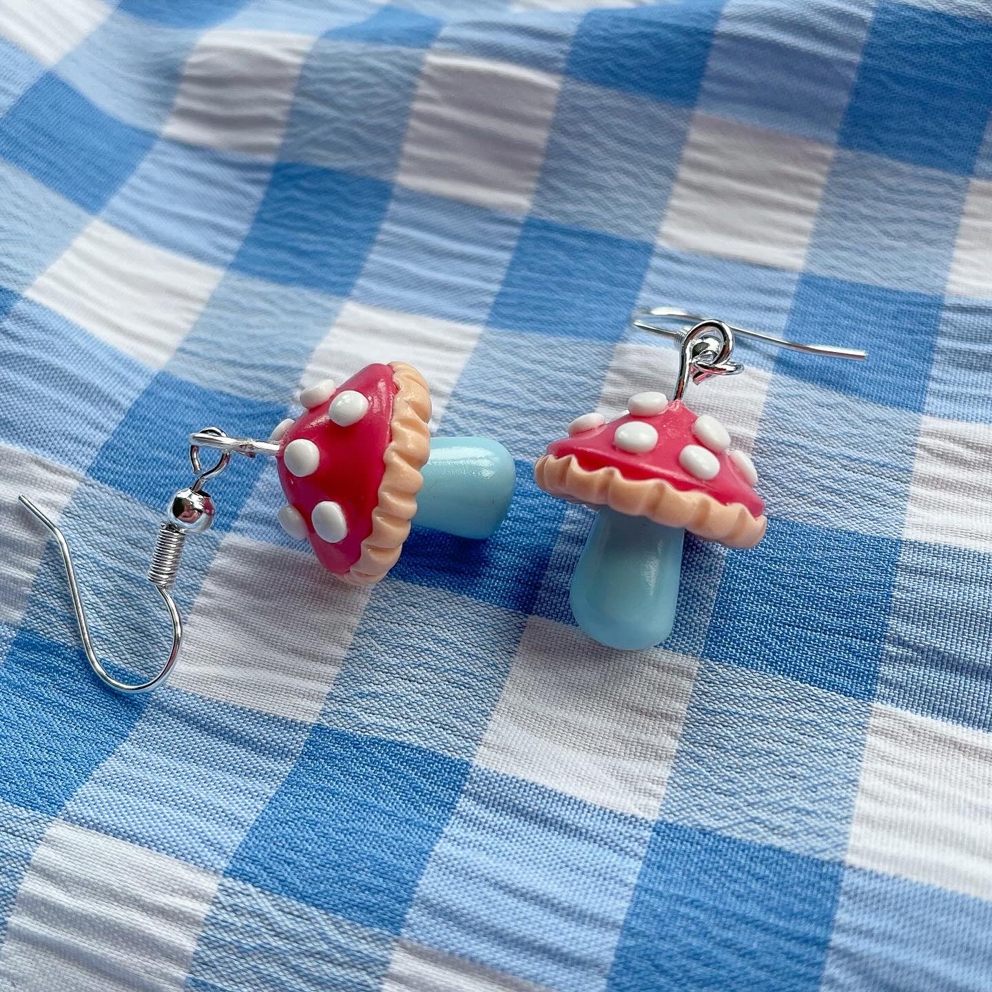 Blue Stem Mushrooms - Earrings Only