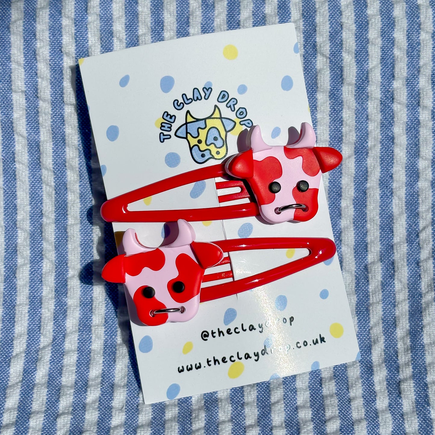 Pink & Red Cow Hair Clips