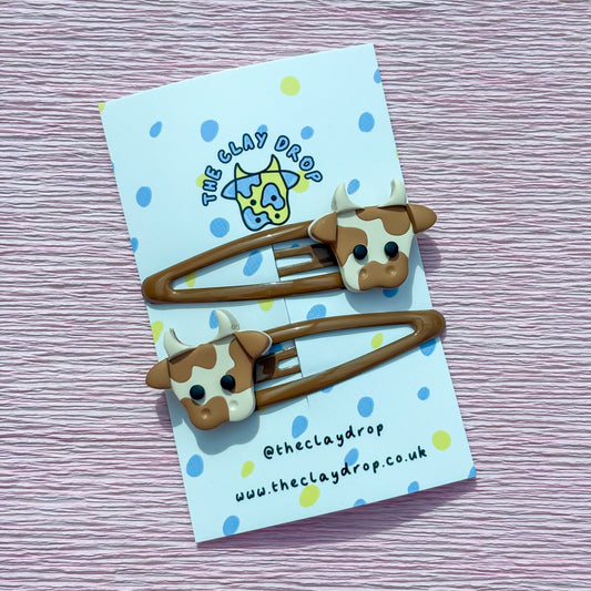 Brown Mini Cow Hair Clips
