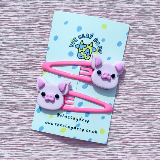 Pink Pig Hair Clips