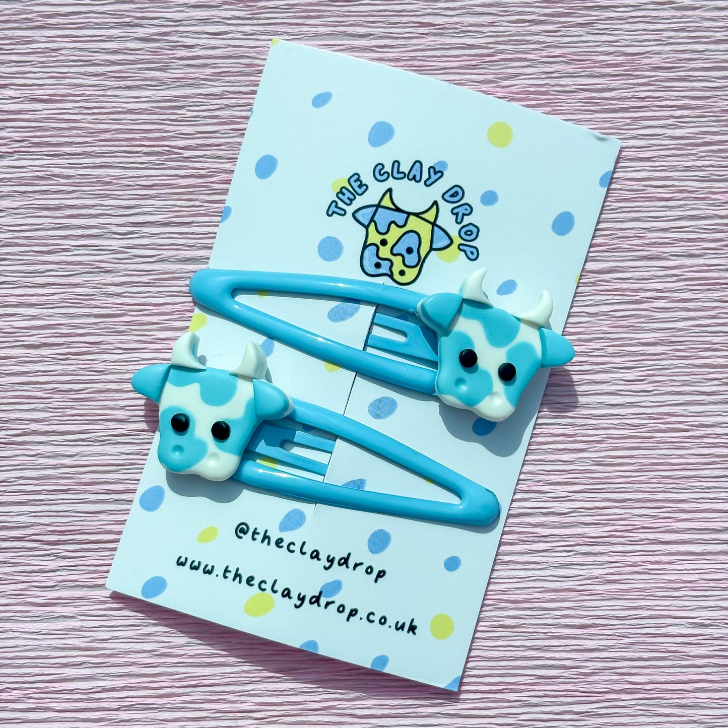 Blue & White Mini Cow Hair Clips