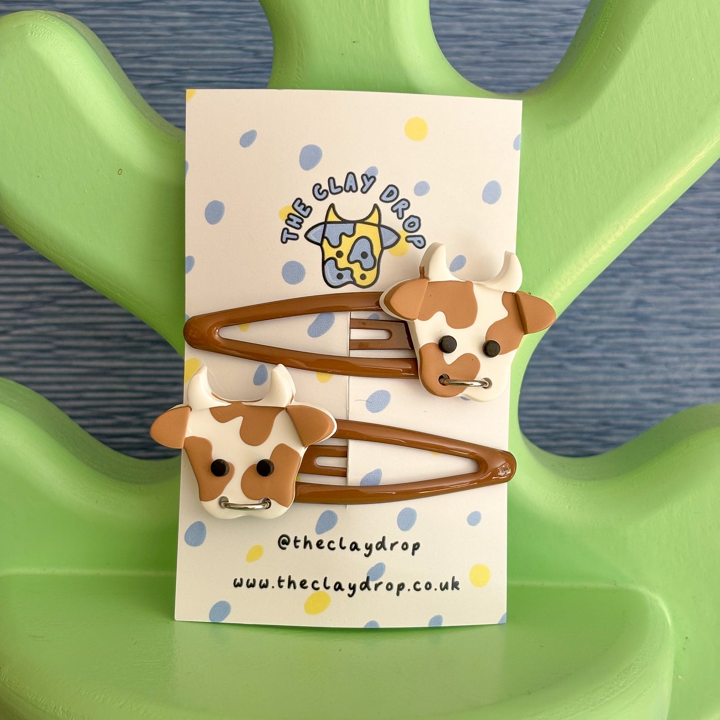 Brown & White Cow Hair Clips