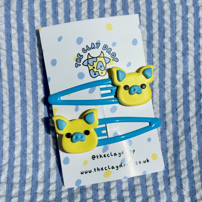 Yellow & Blue Pig Hair Clips