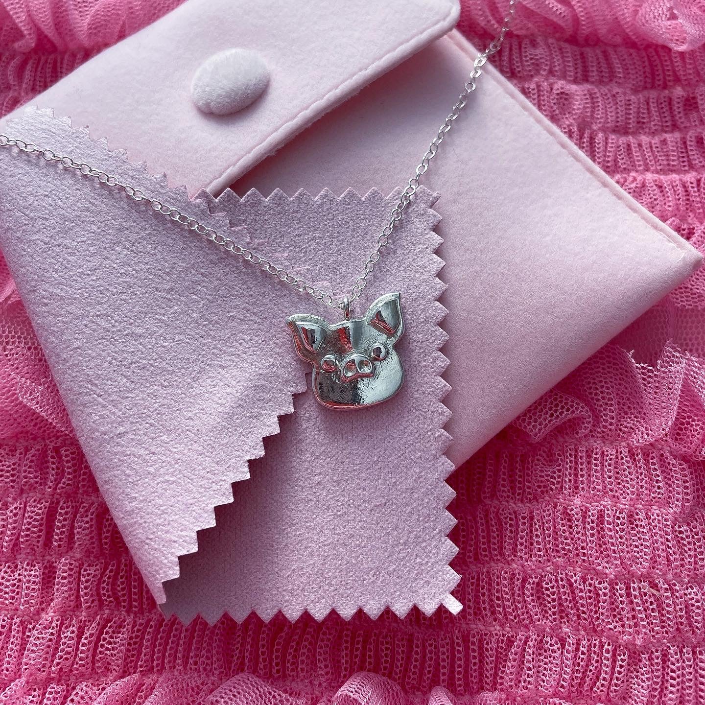Fine Silver Pig Necklace (Small)