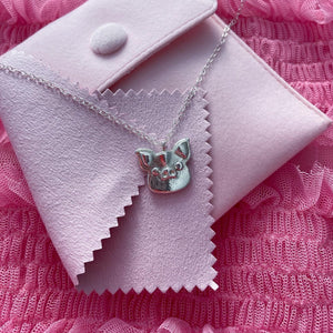 Fine Silver Pig Necklace (Small)